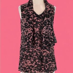 CAbi Pink and Black Sleeveless Cowl Neck Tank